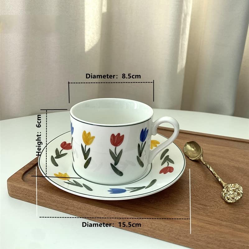 Ceramic Coffee Mug，Coffee Mug ，Coffee Mug, Gift for Dad,Mug Gift,Coffee Mug Cutelife Retro Flower White Ceramic Coffee Cup Saucer Set Breakfast Drinking Tea Cup Kitchen Vintage Mug Decorative Cups Tea