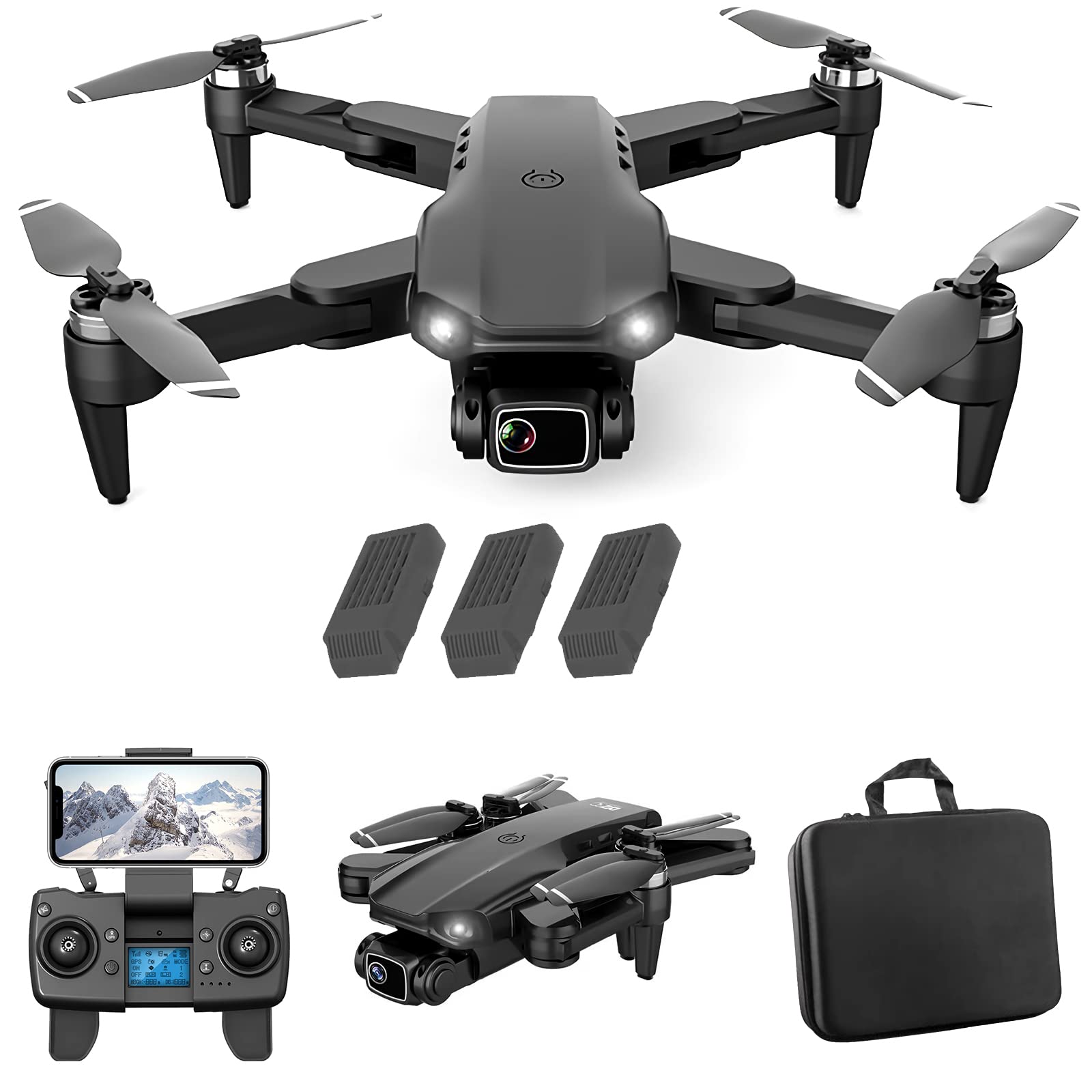 Drone con Fotocamera per Bambini e Adulti, quadrirotore RC per Principianti, Fotocamera HD 4k, atterraggio con Un Tasto, Altezza Fissa in bilico, Flusso Ottico Altezza Fissa, Regolazione del