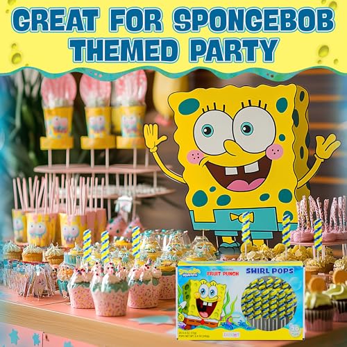 Image of Spongebob Lollipops Swirl 20pk- Spongebob Candy For Spongebob Party Favors