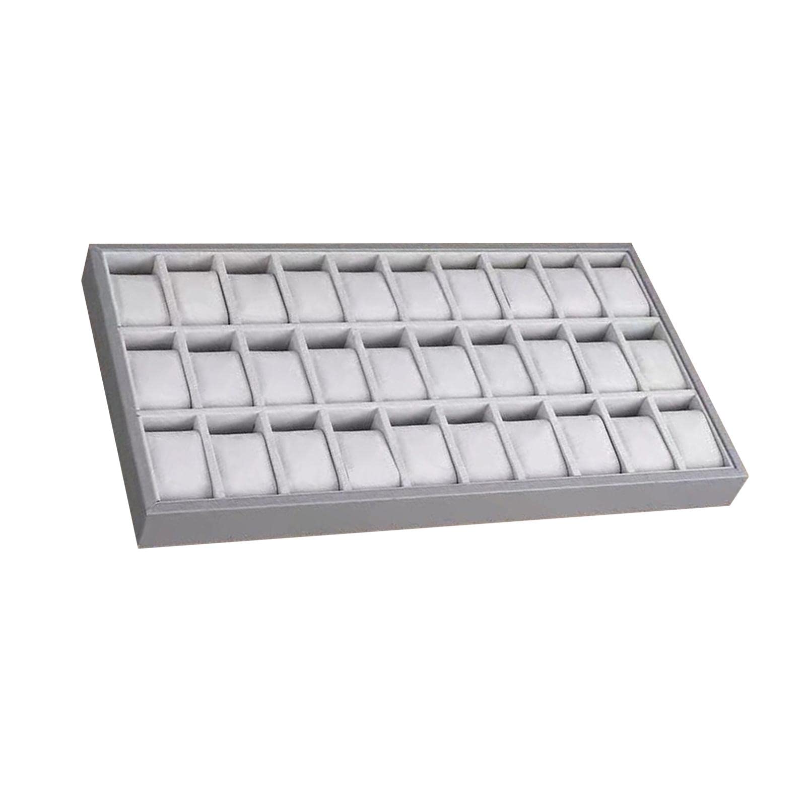 perfk Bandeja de Joyería para Reloj, Brazalete, Caja de Almacenamiento de Exhibición de Reloj, Cuero PU de Madera para Hombres Y Mujeres, Organizad, 30 Ranura