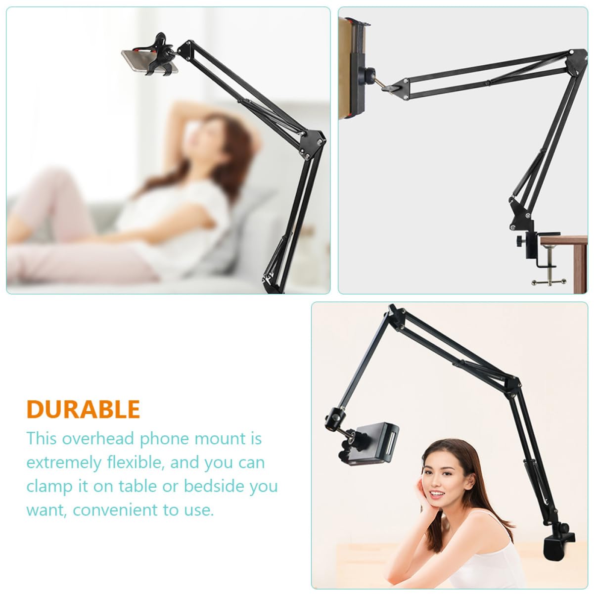 1juego Soporte De Teléfono Ajustable Brazo para Grabar Videos Soporte para Tablet y Móvil La Mesa o Cabecera para Ver Películas y Usos Hogar y Oficina