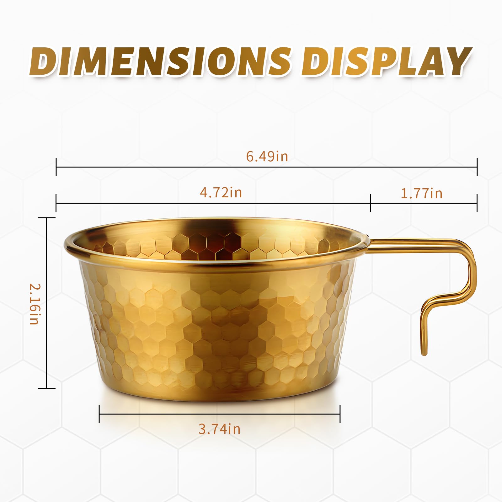 Stainless Steel Camping Sierra Cup, Stackable Portable 450ML 2 Pcs Set Sierra Bowl Cup for Camping and Hiking (Gold & Silver)