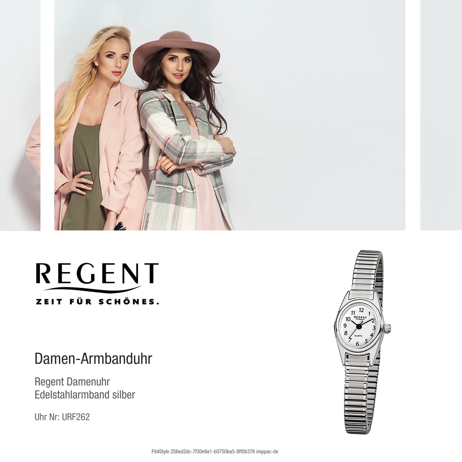 Regent Damenarmbanduhr Edelstahl Zugband F262