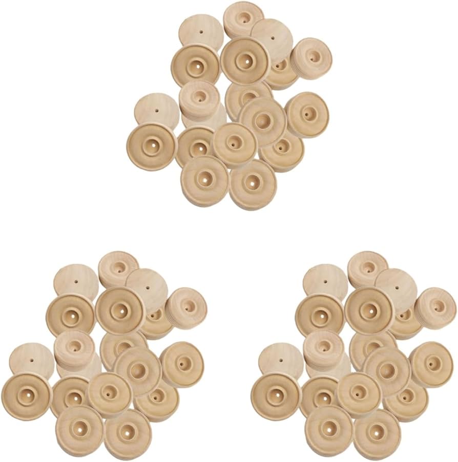 Amazon.co.jp: EXCEART 90個 木製車輪 木のおもちゃの車輪 木製
