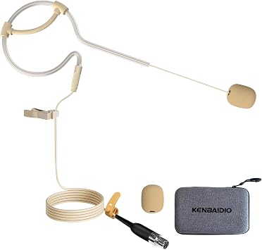 Earhook Headset Microphone, Single Portable Omnidirectional Wired Headworn Condenser Mic for Shure Wireless System Bodypack Transmitter, Stage Performers, Lecturers, Mini XLR 4 Pin TA4F Plug
