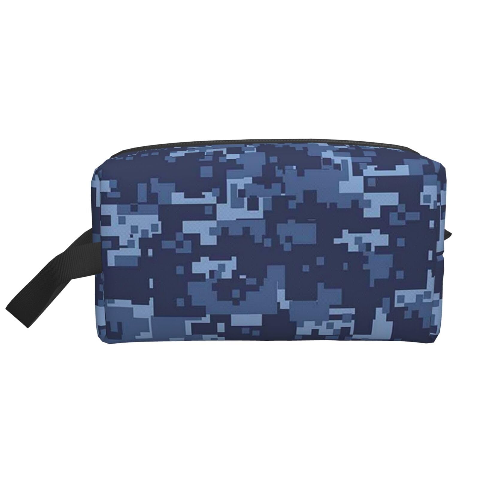 Ercgad Unisex White Blue Camouflage Pattern Print Large Capacity Travel Toiletry Bag Cosmetic Pouch Daily Storage Makeup Case