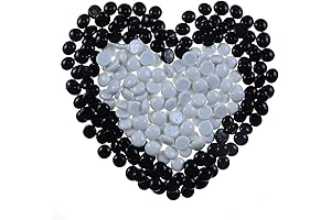 Flat Black & White Glass Marbles for Decor, Art & Crafts, Aquarium Filler