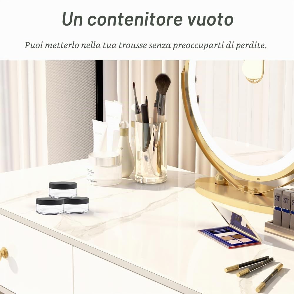 Contenitori Cosmetici, 4 Pcs 5g Trasparente Contenitori da Viaggio, Vasetti Plastica, Contenitore Cosmetico Barattoli Plastica Trasparente, per Crema Balsamo Labbra Campione