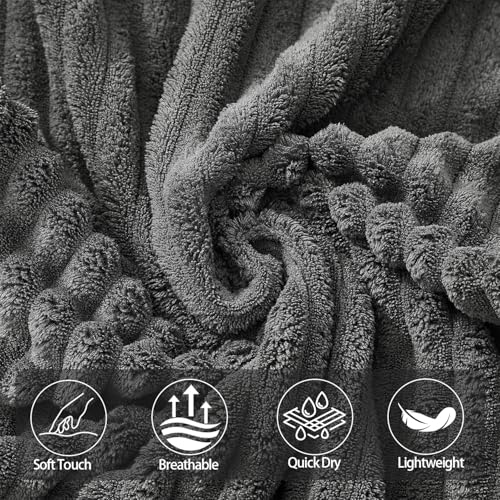 Image of 6 Pack Hand Towels, 16 inchx28 inch Microfiber Towels, Charcoal Gray | Soft touch feel, quick dry, Highly Absorbent, hanging loop, lint free, durable for daily bathroom, gym, spa, kitchen use