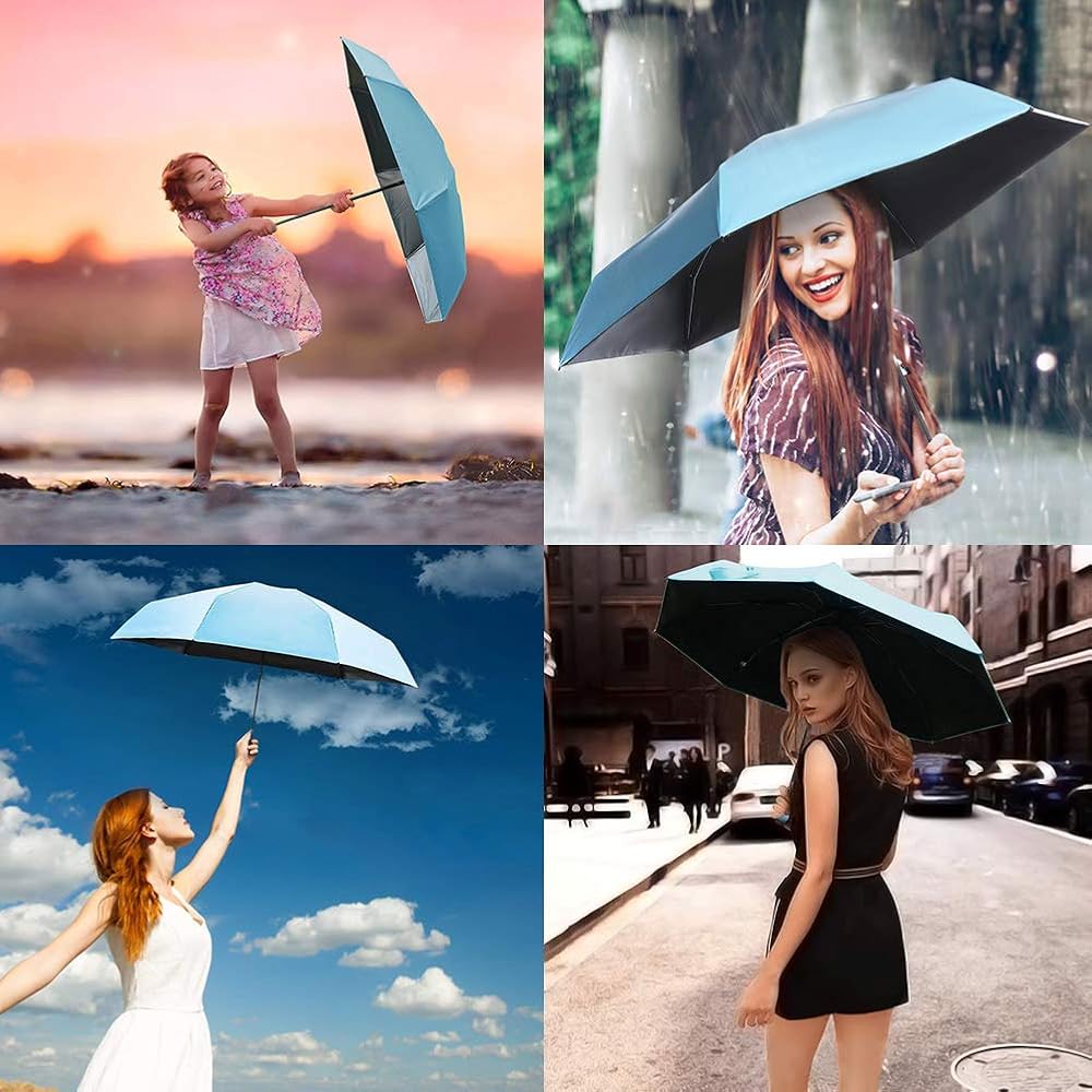 Ombrello Tascabile Compatto UPF50+ - Ombrello Da Viaggio Leggero A 6 Stecche Con Custodia, Uomo Donna - Foto 5