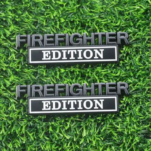 Image of 2pcs Firefighter Edition Emblem 3D Metal Decal Car Logo Badge Fit for Pickup Truck Car Truck Motorcycle 150 250 350 (Black White)