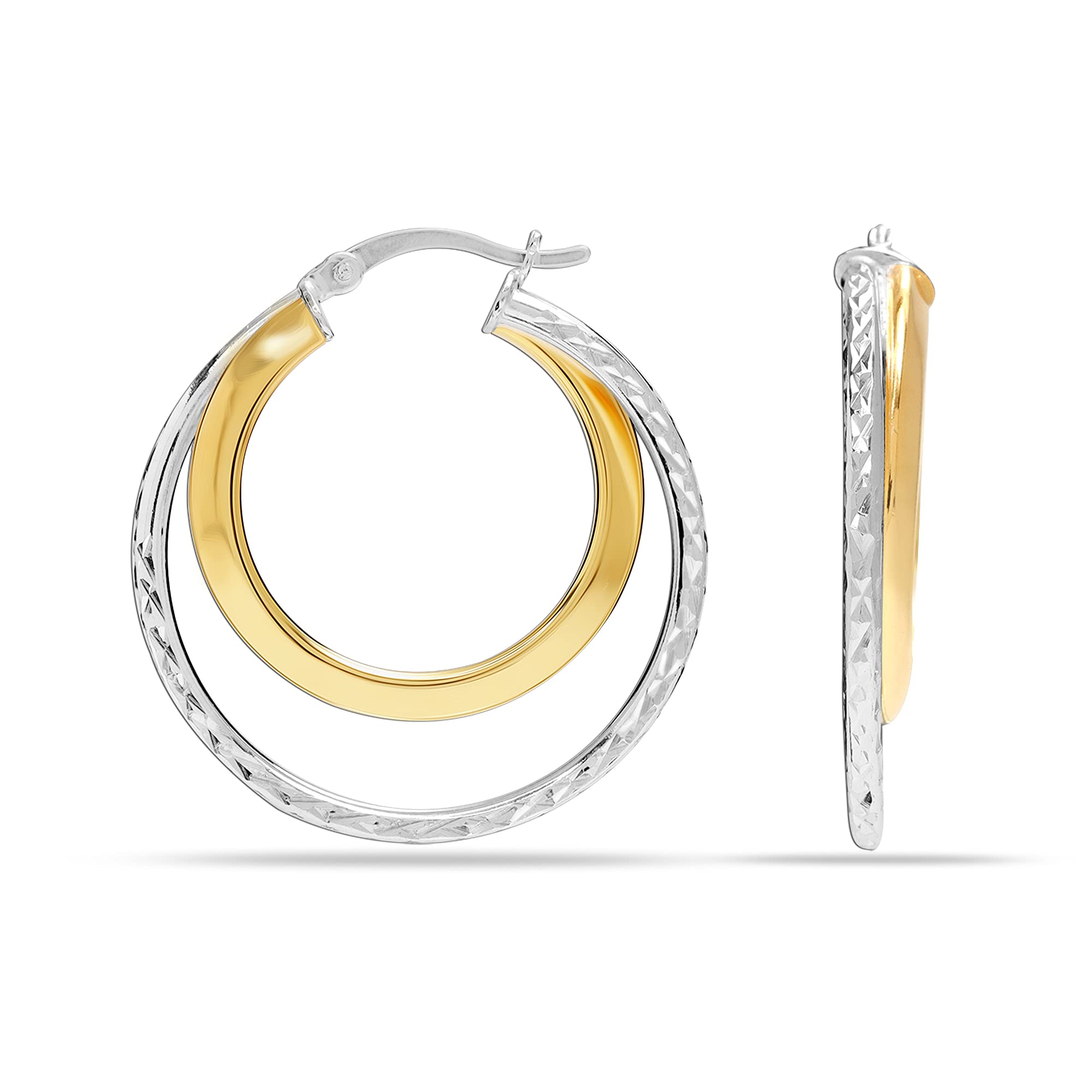 See full amazon price history chart for Amazon Brand - Nora Nico 925 Sterling Silver BIS Hallmarked Jewelry Two-Tone Diamond-Cut Double-Circle Click-Top Hoop Earrings for Women 30 MM Amazon Brand - Nora Nico 925 Sterling Silver BIS Hallmarked Jewelry Two-Tone Diamond-Cut Double-Circle Click-Top Hoop Earrings for Women 30 MM (B09VDJKBR6) Amazon Price History, Amazon Price Tracker