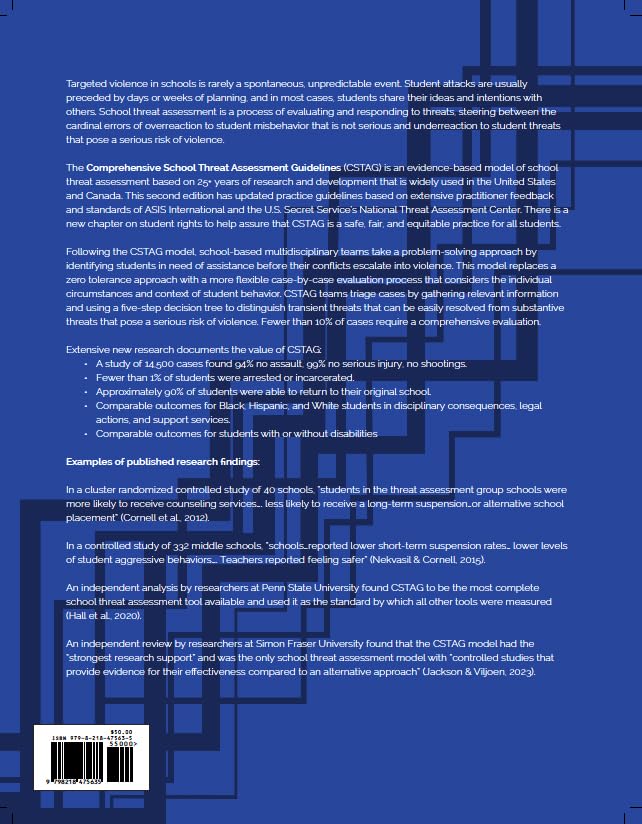 Comprehensive School Threat Assessment Guidelines: Intervention and Support to Prevent Violence, 2nd Edition      Spiral-bound – September 7, 2024