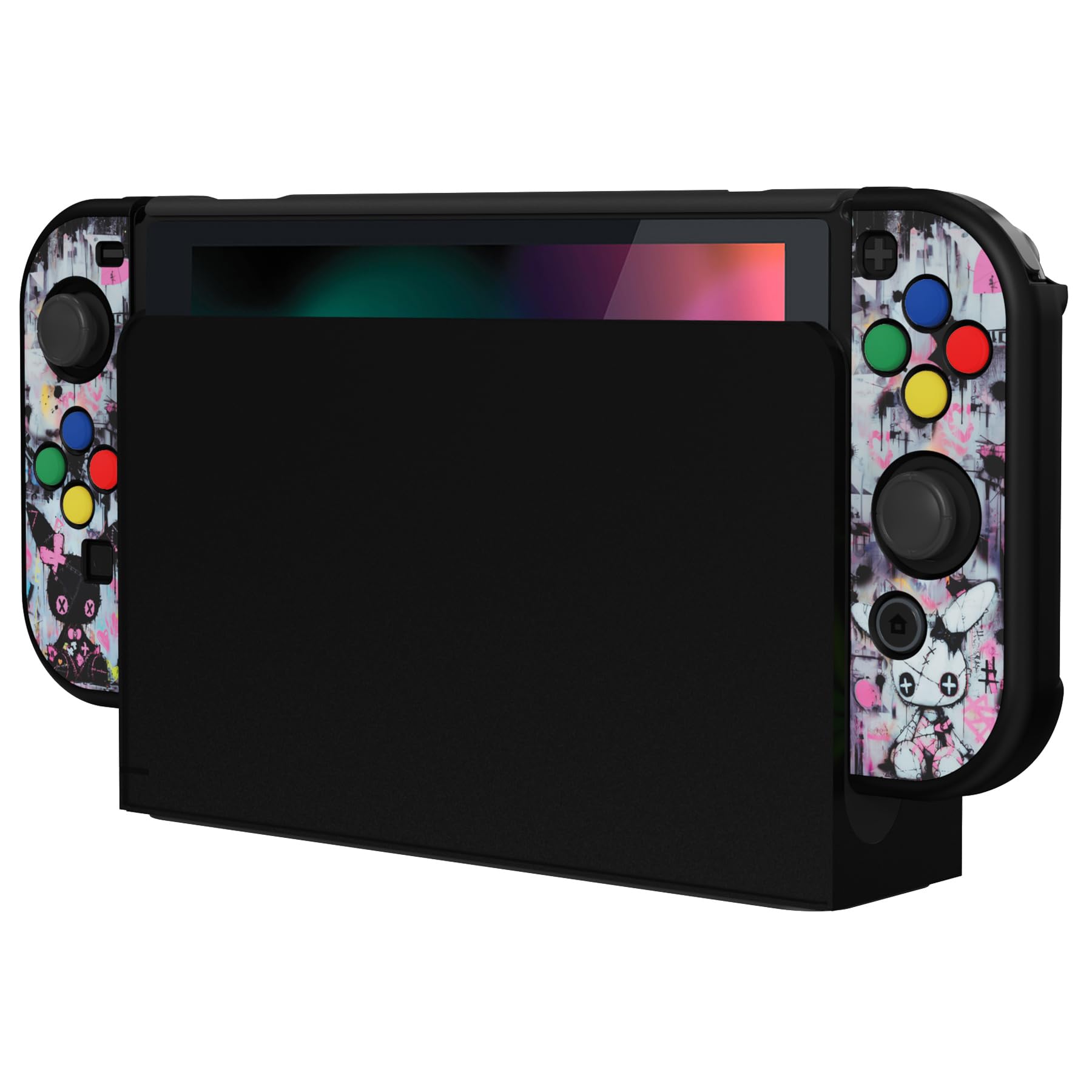 eXtremeRate PlayVital Cover Protettiva Compatibile con Nintendo Switch, Custodia Copertura Rigida Separabile Compatibile con Joycon Console, Coniglietti Punk
