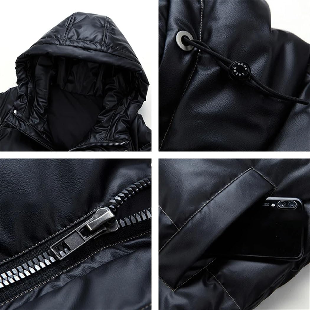 Piumino da uomo con cappuccio spesso caldo antivento piumino invernale termico piumino trapuntato parka