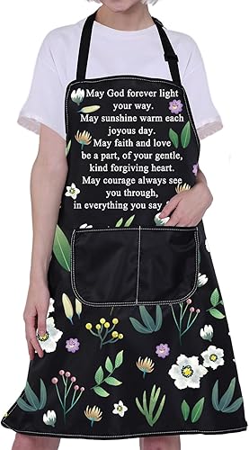 CMNIM Delantales cristianos para regalo religioso, versículos de la Biblia, delantal de cocina cristiana con bolsillos, delantal de cocina Faith