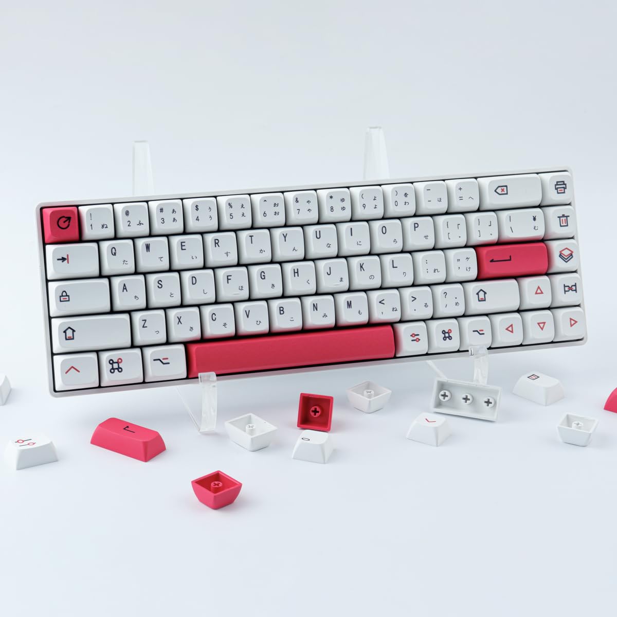 PBT Keycaps 126 klawiszy japońska sublimacja dye biały i różowy zestaw XDA do ANSI Layout Cherry MX Switch klawiatura mechaniczna