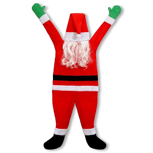 YEAHBEER 4.92 FT Christmas Hanging Santa Claus,Christmas Outdoor Decoration for Gutter or Roof/Chimney/Tree/Porch