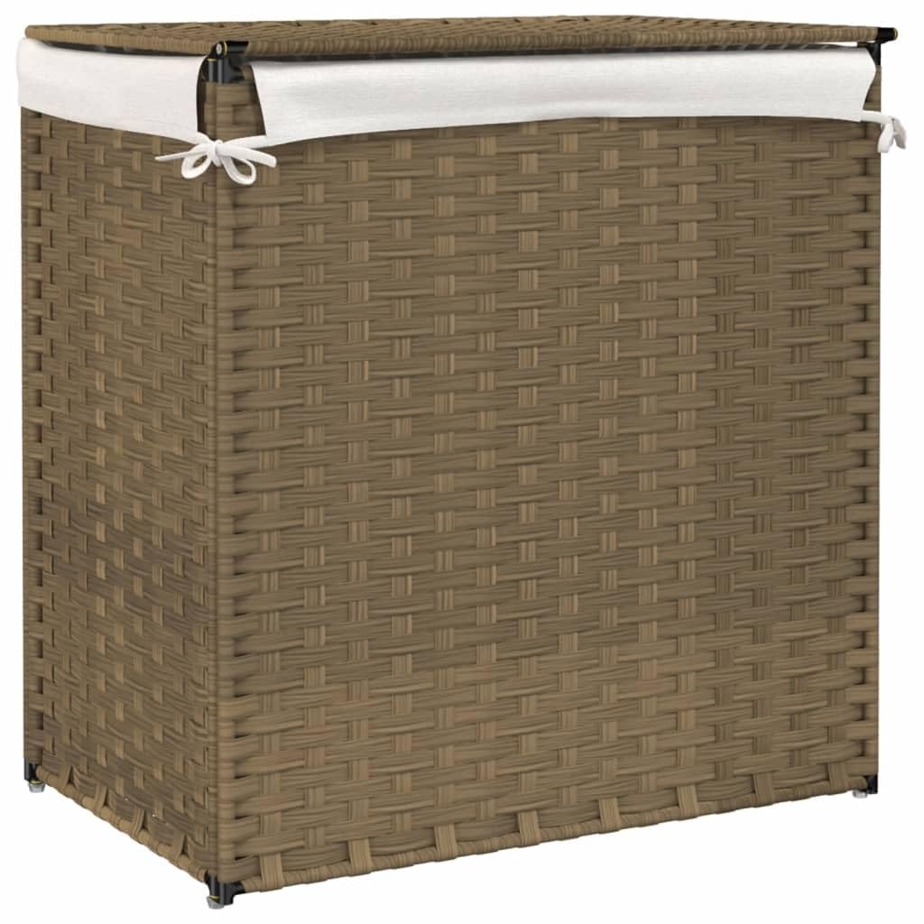 Kosz na pranie z 2 półkami 53 x 35 x 57 cm polirattanowy