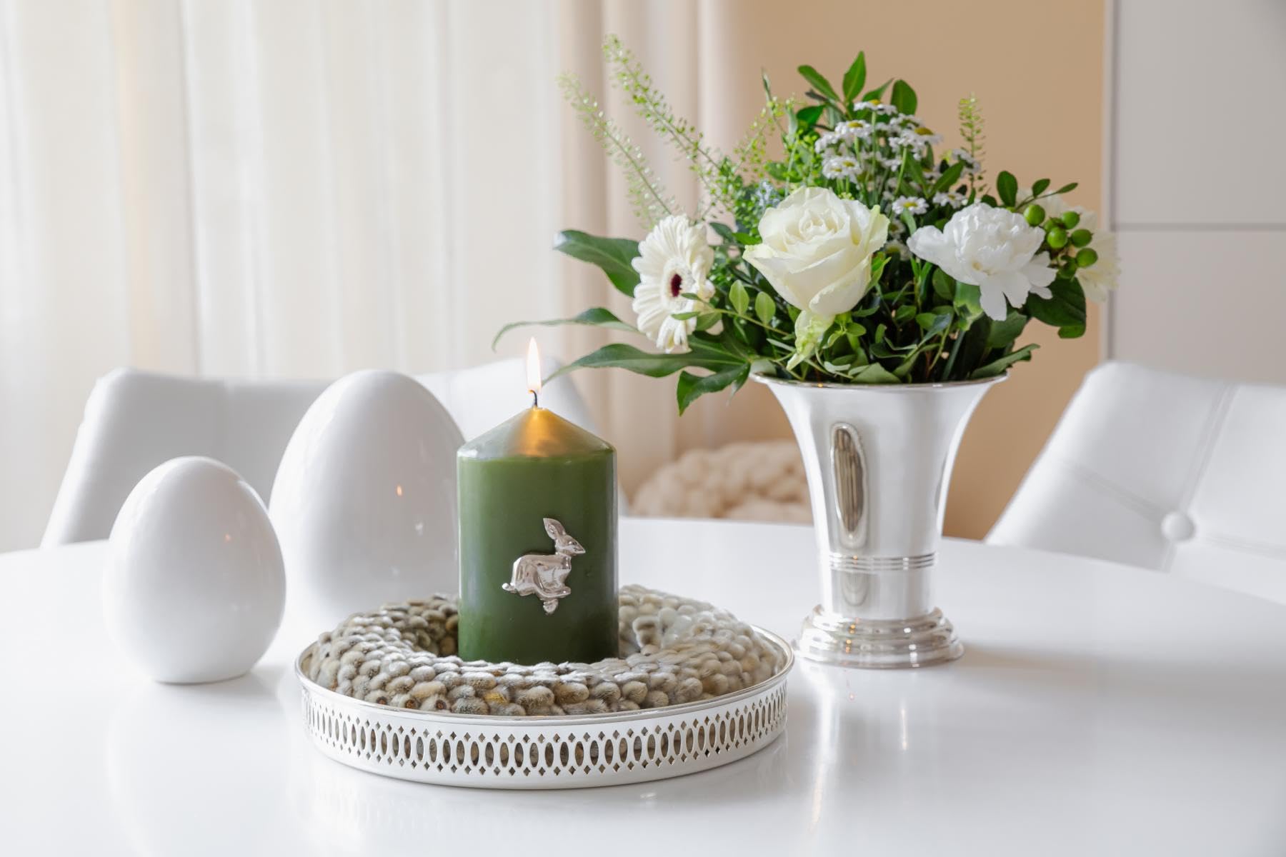 EDZARD Jarrón Tromba (Altura 15 cm) Capa Gruesa Plateado - Florero Moderno para Tulipanes, decoración de Mesa