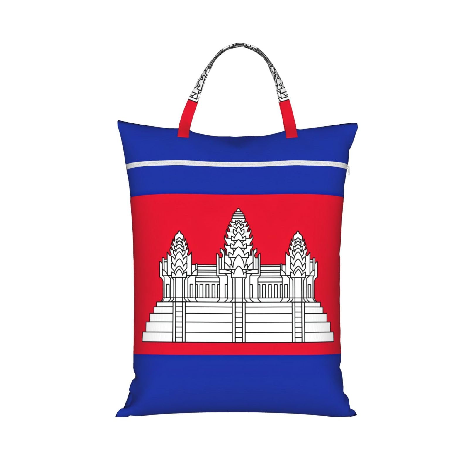 Pphgut 1 Pc Cambodia Flag Print Travel Laundry Bag Portable Dirt Clothes Bags Daily Hiking Camping Vacation