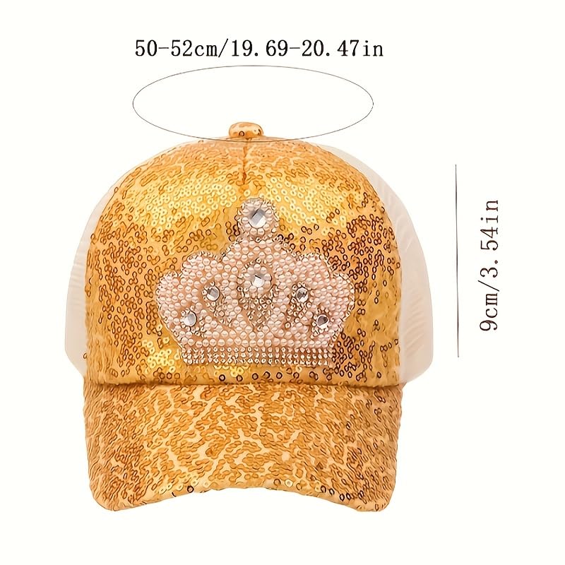 Sparkling Princess Hat Crown Sequin Mesh Baseball Cap Breathable and Adjustable Summer Sun Hat for Outdoor Play and Sun Protection Royal Blue2