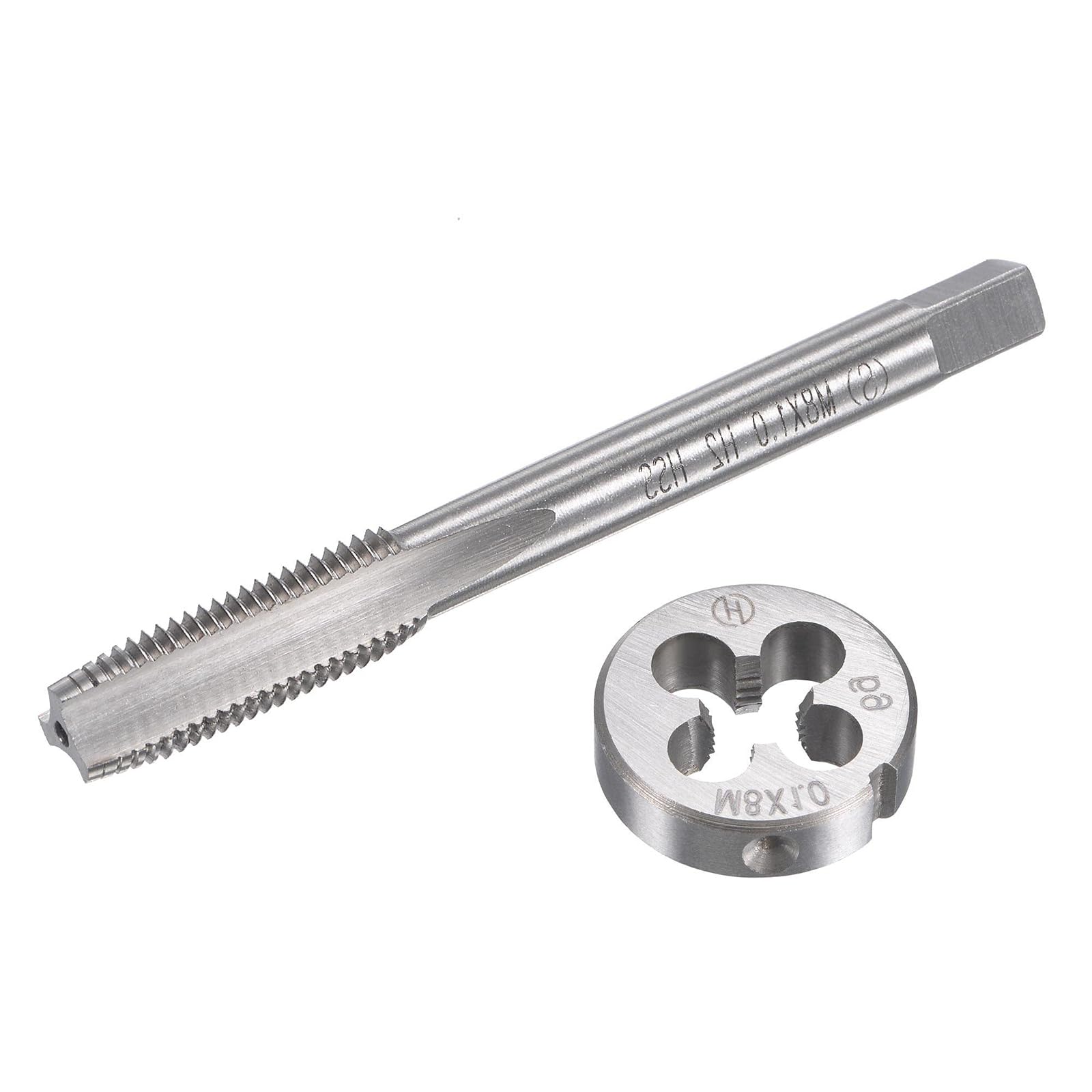 MACHSWON M8x1mm Metric Tap and Die Set,Machine Thread Screw Tap with Round Threading Die,Tap & Die Kit for Nut Screw Bolt Thread Repair