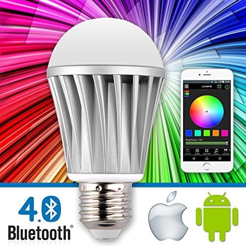 Lumen8 Bluetooth 7.5W Multi-Colored Smart LED Light Bulb; Smartphone Controlled, Dimmable - Works with iPhone, Android Phone and Tablets (BT7WB1)