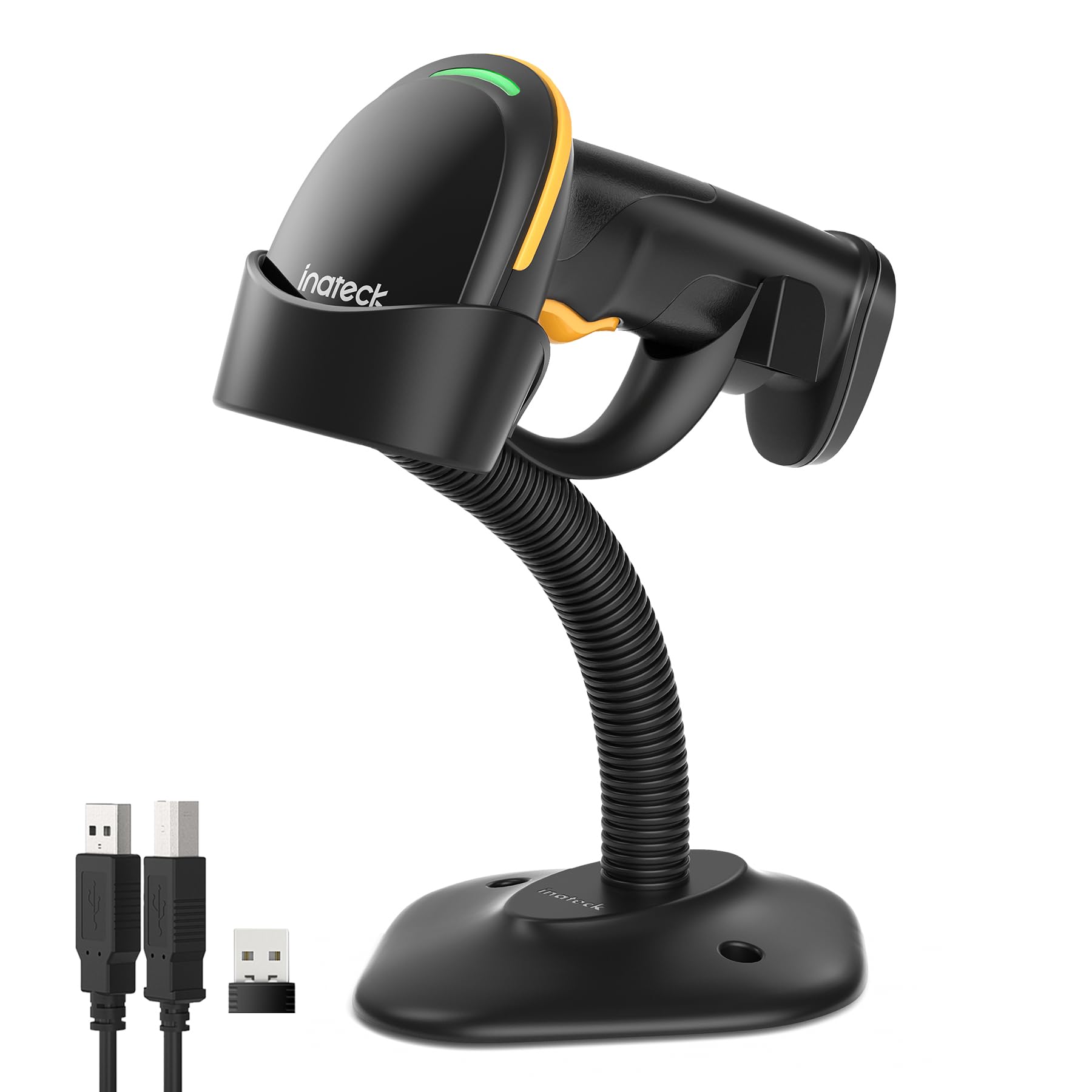 Inateck Barcode Scanner Kabellos 2D, QR Code Scanner mit Ständer, BCST-23