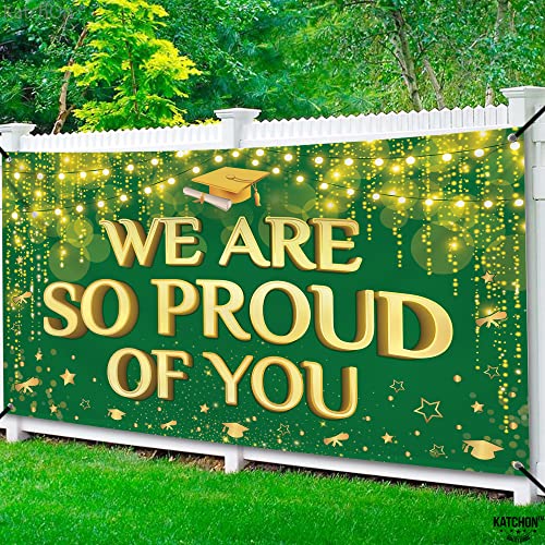 Image of KatchOn, We are So Proud of You Banner - XtraLarge 72x44 Inch | Graduation Backdrop Green and Gold for 2026 Grad Party Decorations | Congratulations Banner Graduation Decorations 2026 grad decorations