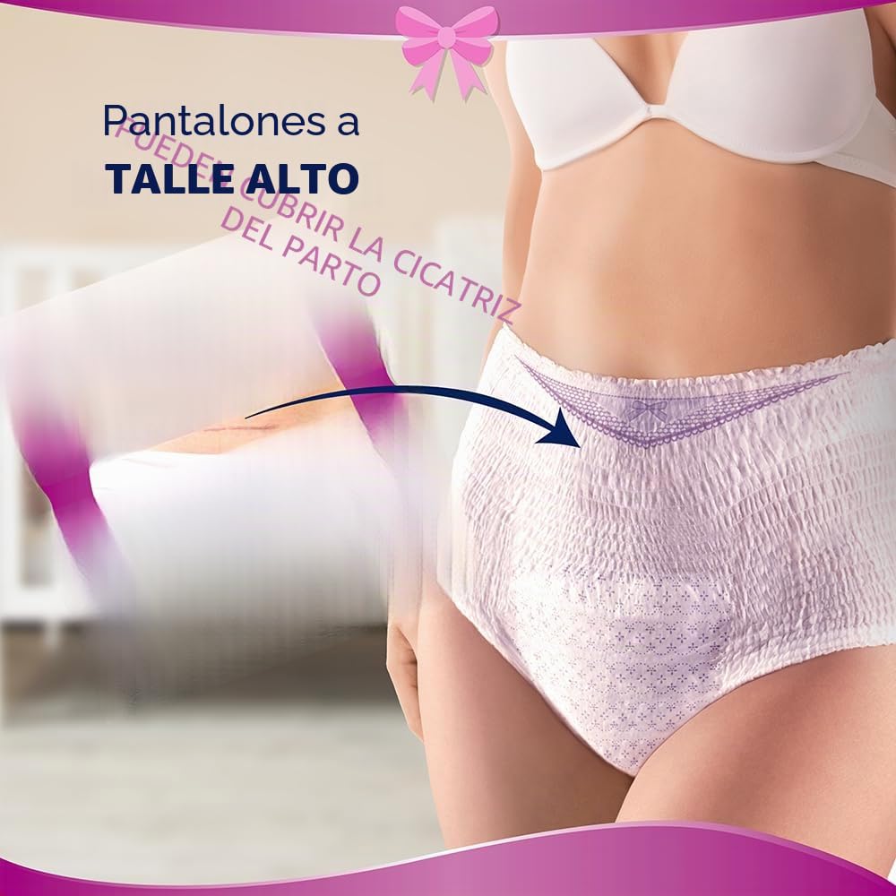 Lines Specialist Maternity - Braguitas absorbentes Lines Maternity Postparto con soporte del abdomen y absorción rápida para pérdidas postparto, talla L, paquete de 20 unidades