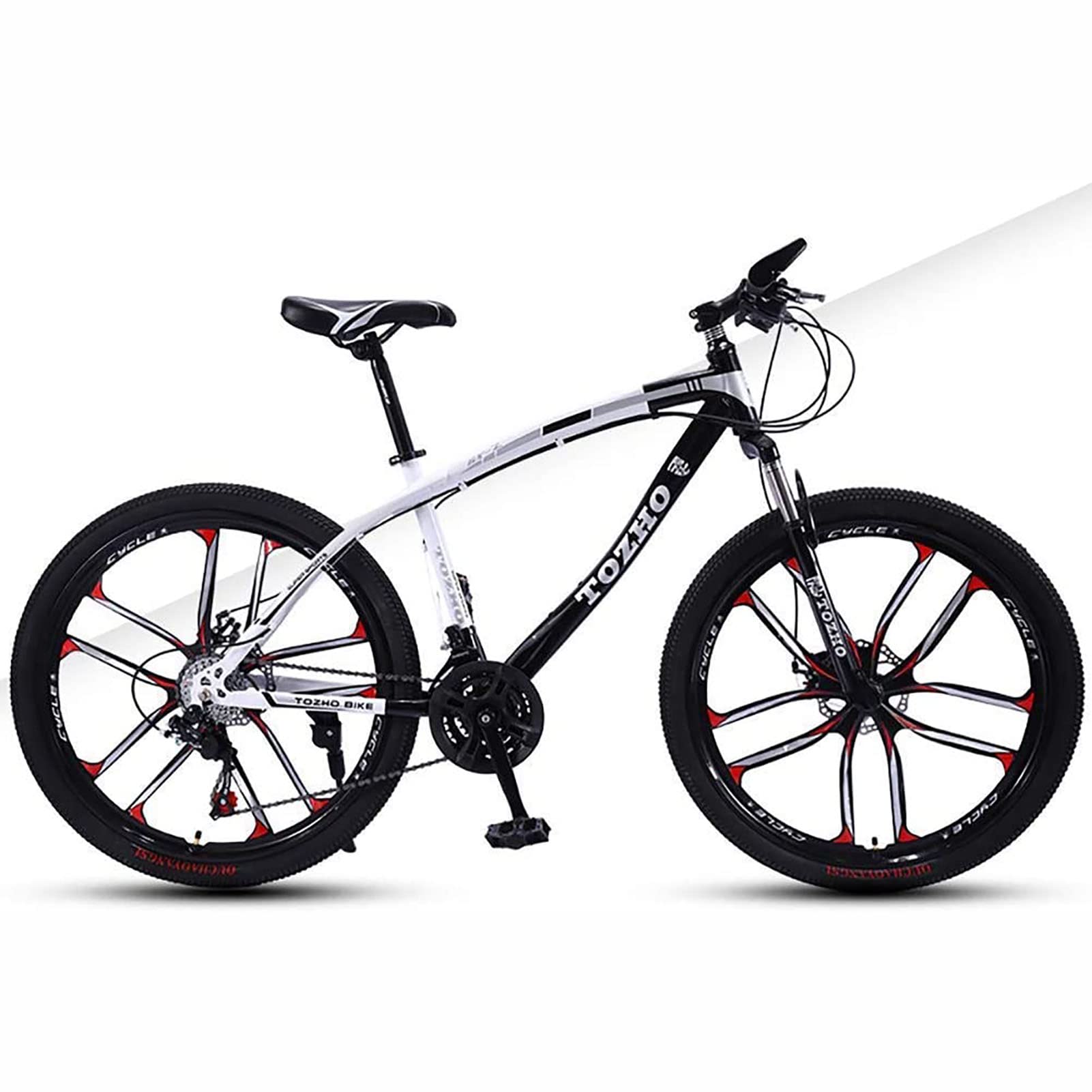 Vélo 26 pouces VTT Noir à 24 vitesses pour adulte avec cadre en acier