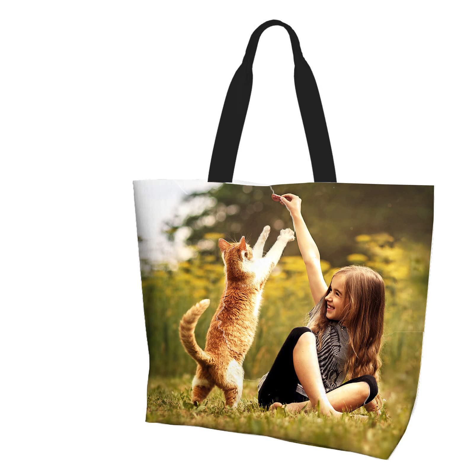 Custom Tote Bag Design Your Own Text/Photo/Logo Printed, Personalized Shoulder Handbag Large Capacity for Men/Women