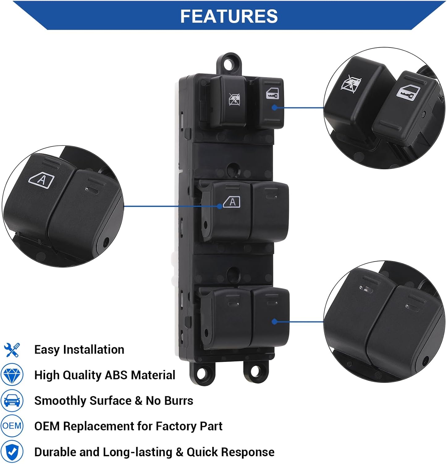 Obaee Power Master Window Switch 25401-ZJ60A Driver Side Compatible with Nissan Sentra 2008-2012, Nissan Pathfinder 2005-2008, Replaces OE 25401-ZP40B 25401ZP40B 25401-9W100