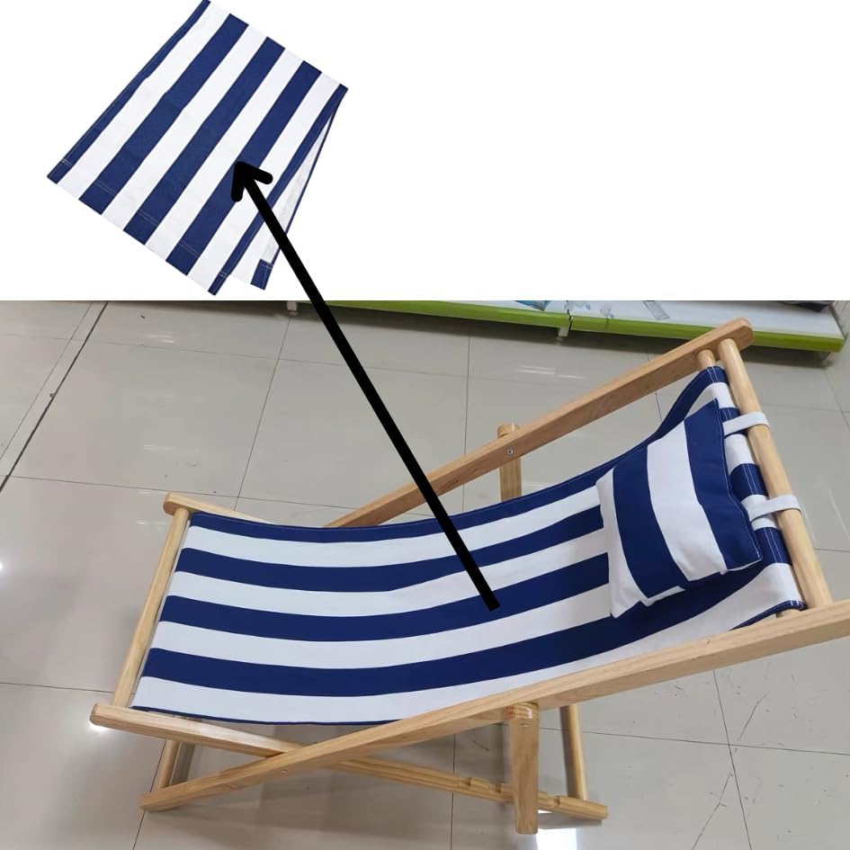 Miniatura 5 de Silla de repuesto de tela de repuesto para silla de playa, lona de repuesto a rayas azules y blancas, tela de repuesto para sillas de patio, tomar