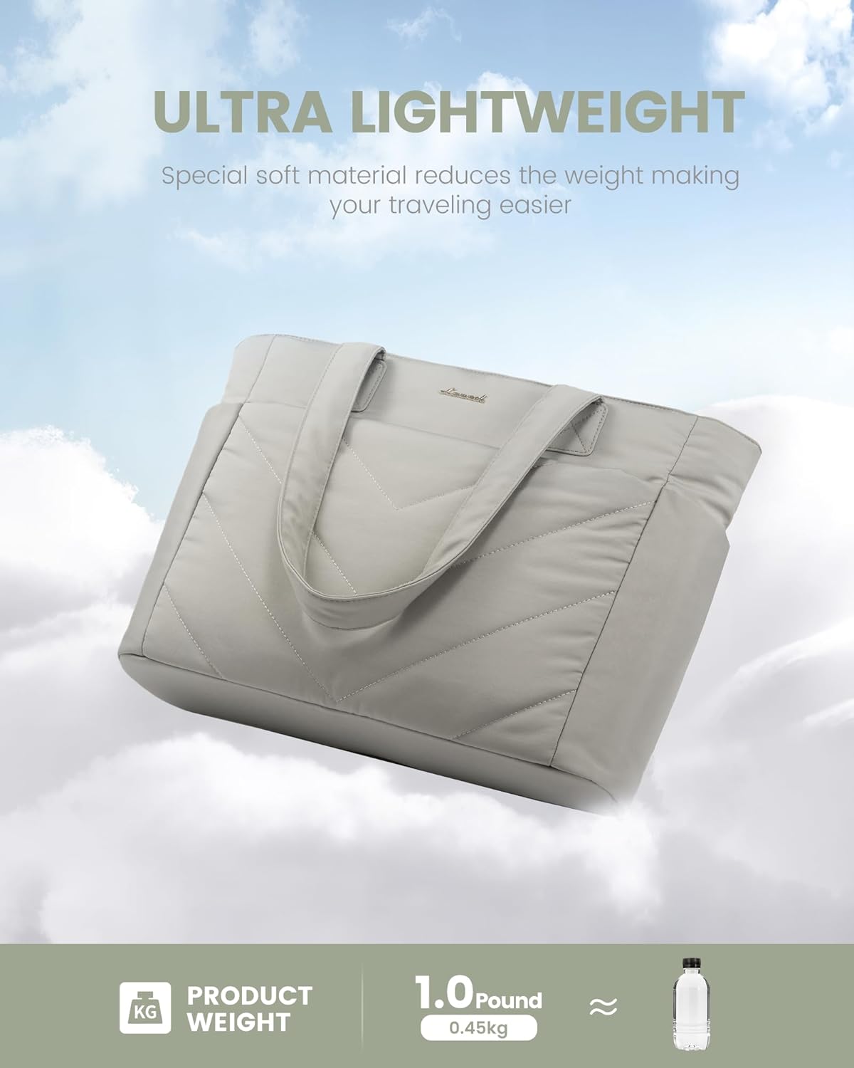 LOVEVOOK Tote Bag for Women, Puffer Work Travel Handbag with Zipper for Teacher Nurse, Quilted Cute Laptop Shoulder Gym Bag - Image 4