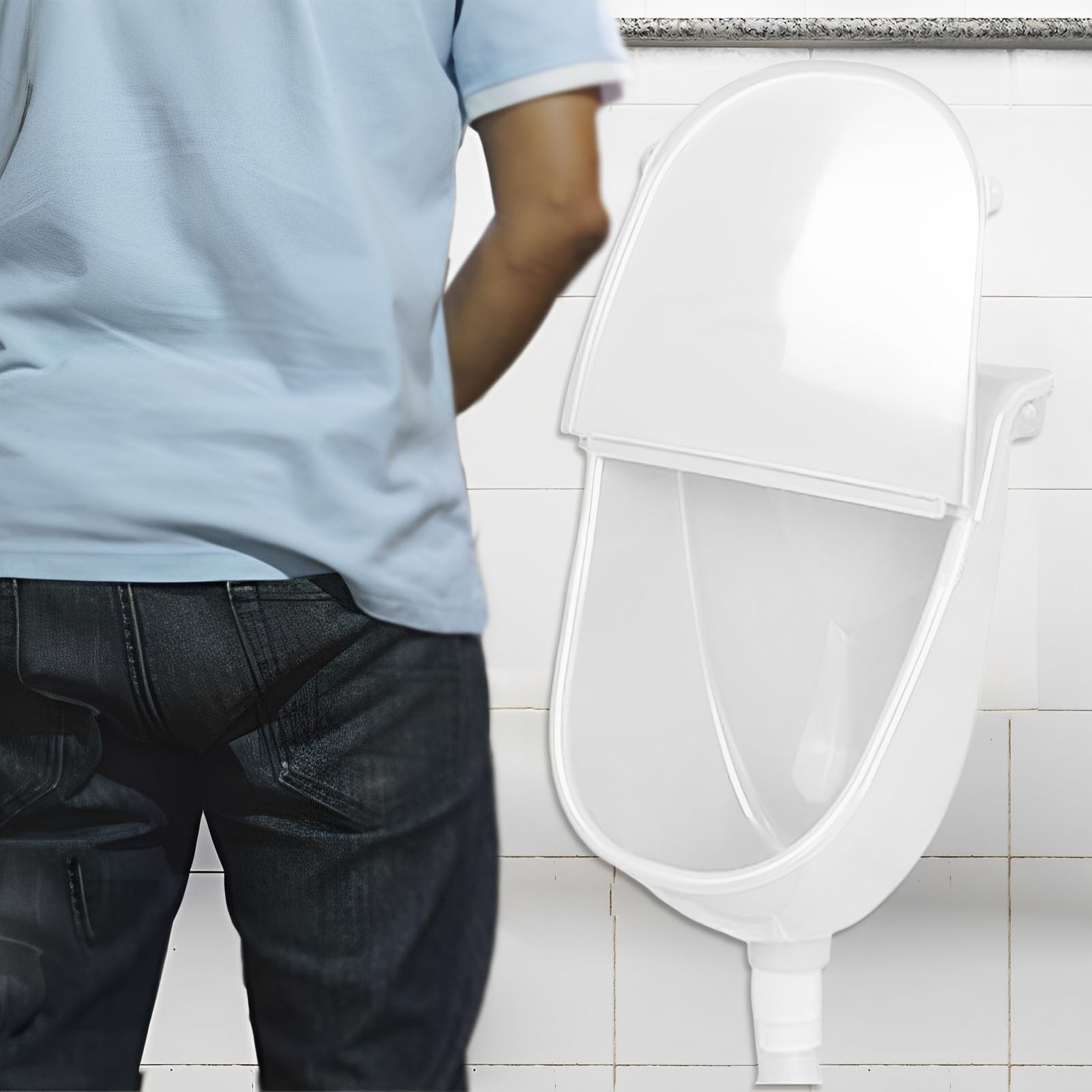 Orinatoio da parete per uomo, da bagno con coperchio