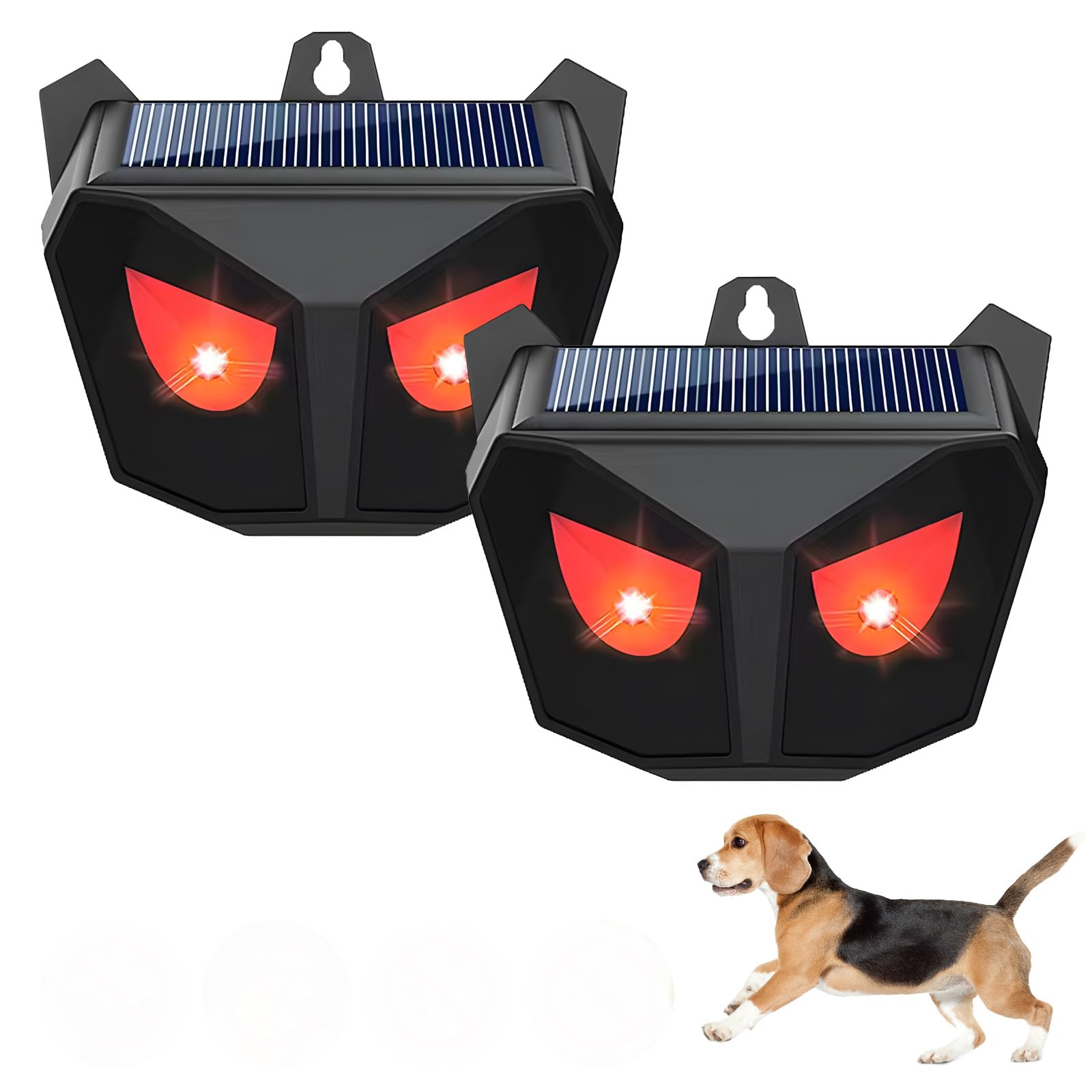 ALLOMN Solar Animal Repeller Outdoor, 2 Pack Solar Nighttime Animal Repeller with Red LED Light