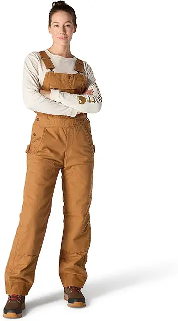 Insulated Bib: Women's Quilt Lined Washed Duck Overall Work Coveralls