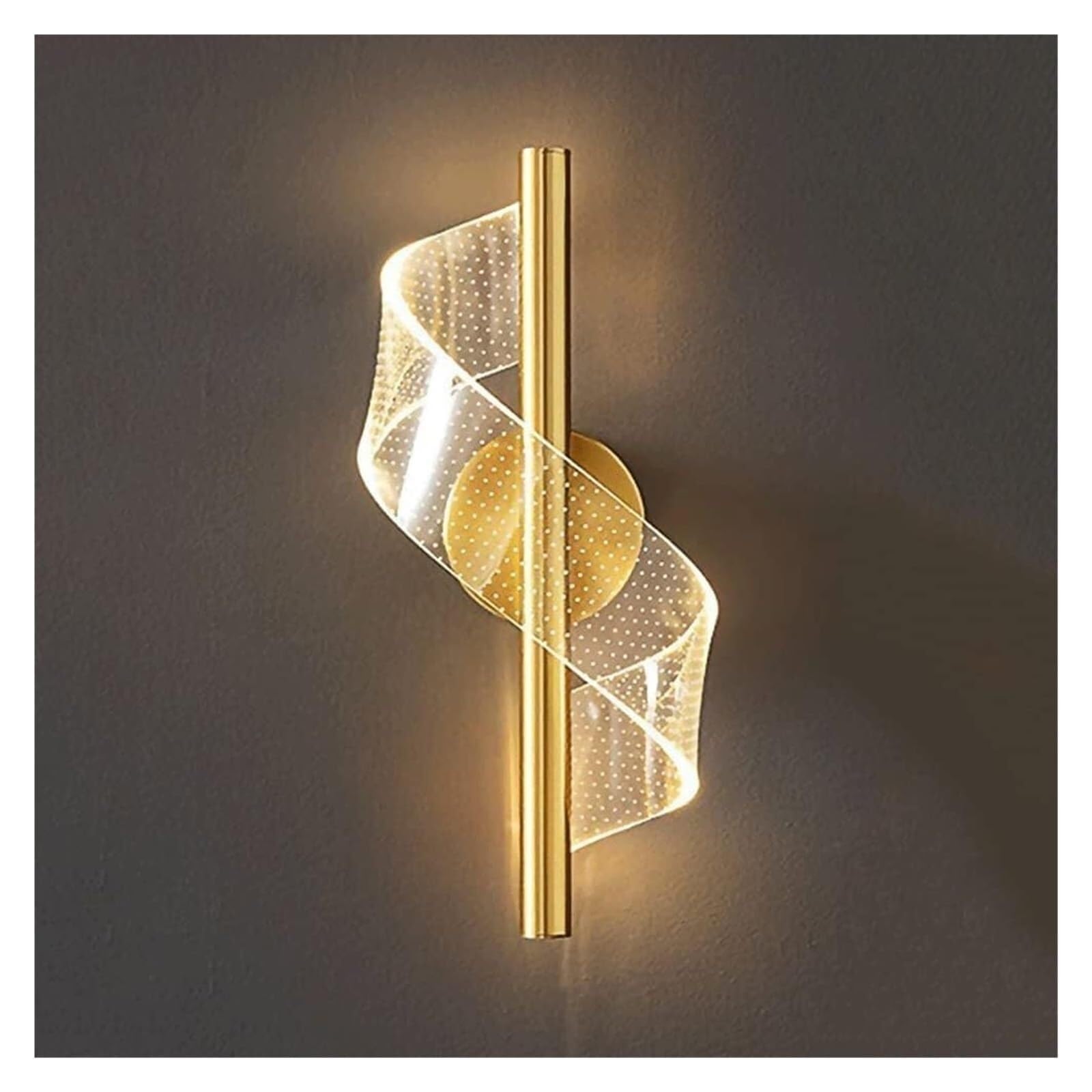 HXYSXHJUO Copper Bedside Wall Lamp Linear Brass Spiral Acrylic Shade Light Led Minimalist Sconce,Wall Lamps Sconces (Color-Tricolor Light)