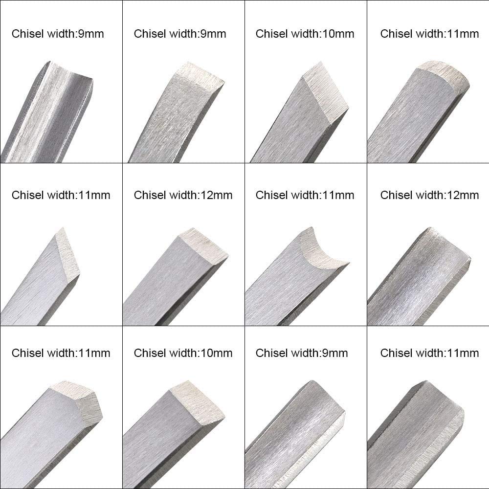 flintronic Ciseaux a Bois, 12PCS Outil de Gravure Bois Kit, Décapage Couteau Sculpture sur Bois avec Manche en Bois et Moulinet, pour Débutants, Sculpteur, Charpentier, Amateur(4 Pierre à Aiguiser)