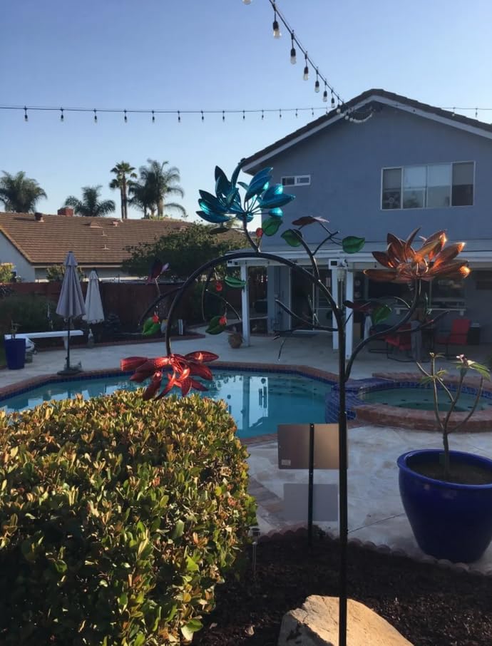 2pack Beautiful 71 Inches Height Summer Multi Colored Flowers Wind Spinner Colorful Modern Decorations GardenFront Yard Home Festival Decor