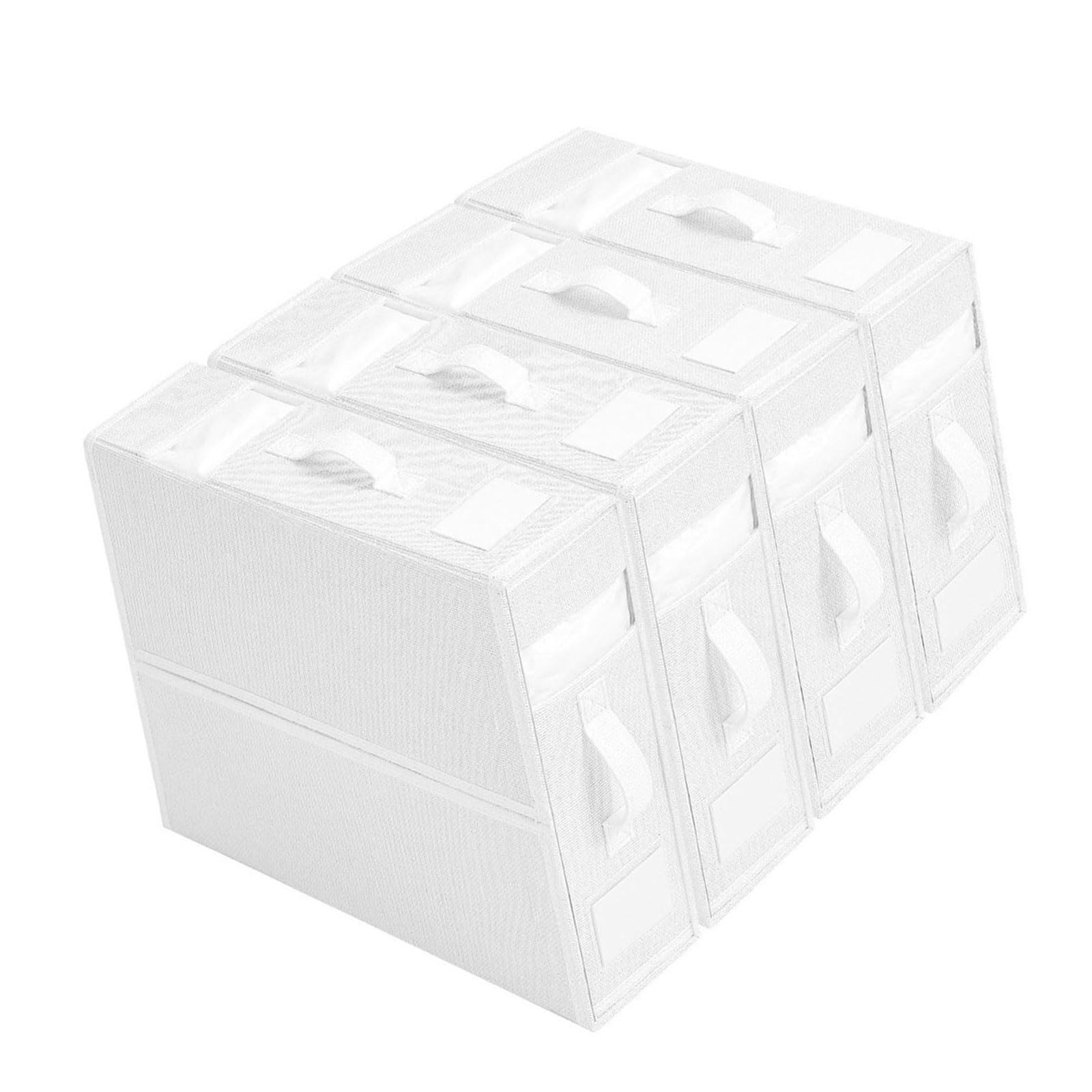 Tsophreniq Home Storage Solution Portable Accessory for Bedding and Garments Double Window Sturdy Linen Materials 4pcs Set Foldable Storage Bin