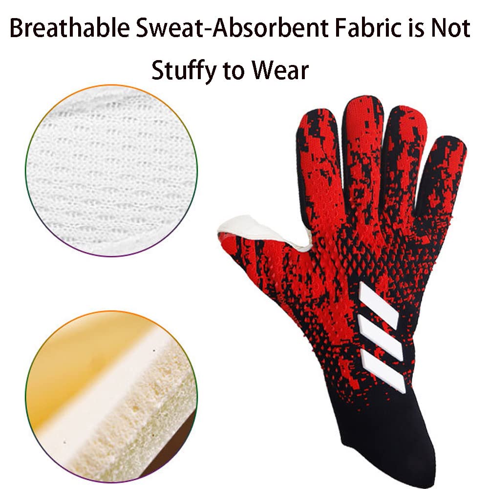 Guanti da calcio per bambini, presa forte in lattice da uomo professionale per guanti da portiere da portiere da calcio, guanti da allenamento con doppia protezione per il polso