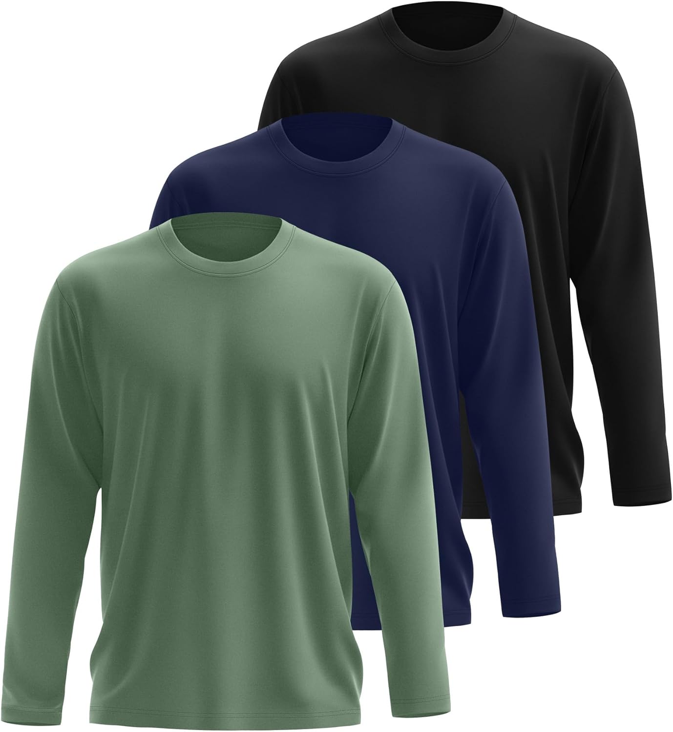 3 Pcs Mens Big and Tall Thermal Shirts Long Sleeve Crew Neck Base Layer Casual Fleece Plus Size Warm Sweatshirts - Image 3