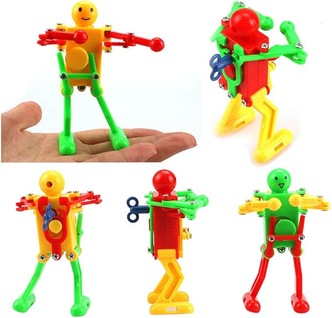 5 Pcs Funny Spring Windup Dancing Walking Robot Toy for