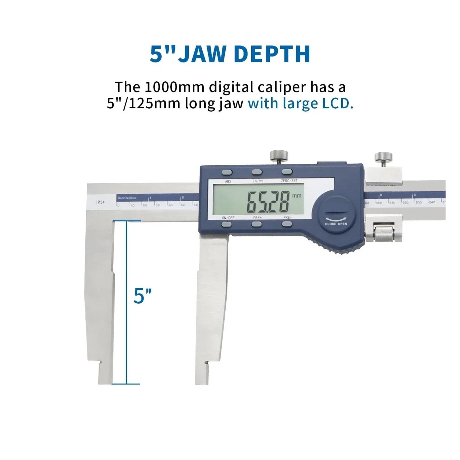 Calibrador Vernier Digital con rango de medición de 0-40 "/1000mm, calibrador Digital de mandíbula larga resistente, calibrador de acero inoxidable