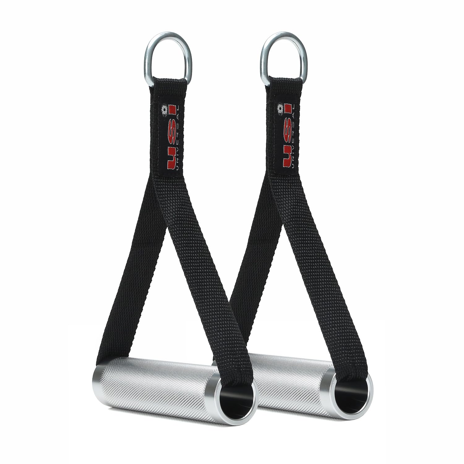 USI UNIVERSAL MGAH Heavy Duty Metal Workout Handles 1 Pair, Replacement Grip Attachments for Cable Machines, Resistance Bands, LAT Pulldown, Strength Exercise