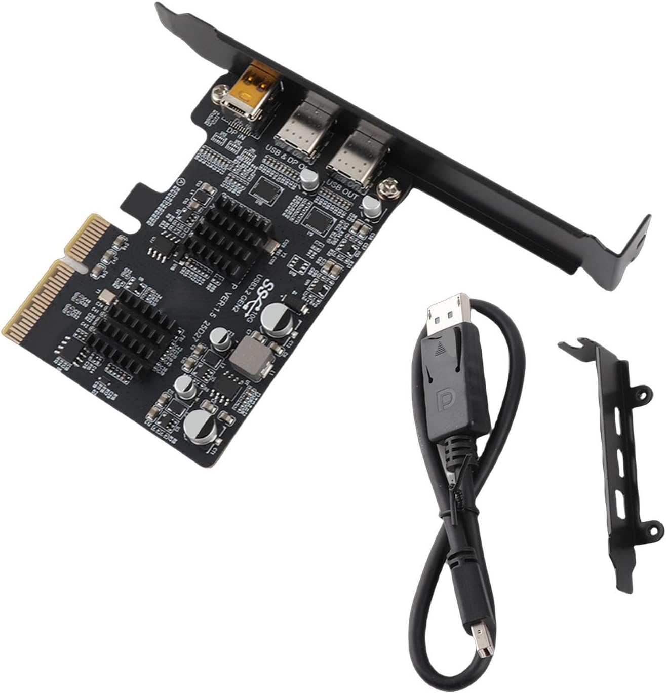 Jiawu PCIe USB Expansion Card, 3 Ports USB 3.0 10Gbps Type C DisplayPort 4K 60Hz C PCIe Card, Internal Port with 2 Type 1 for Desktop PC