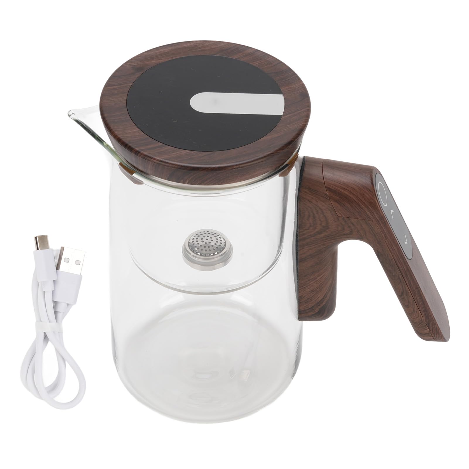 Yinhing Glas-Teekanne, 800 Ml, Magnetische Trennung, Teekanne mit Integriertem Sieb und Timer für Losen Tee und Kräutertees, Elegantes Design für Teeliebhaber